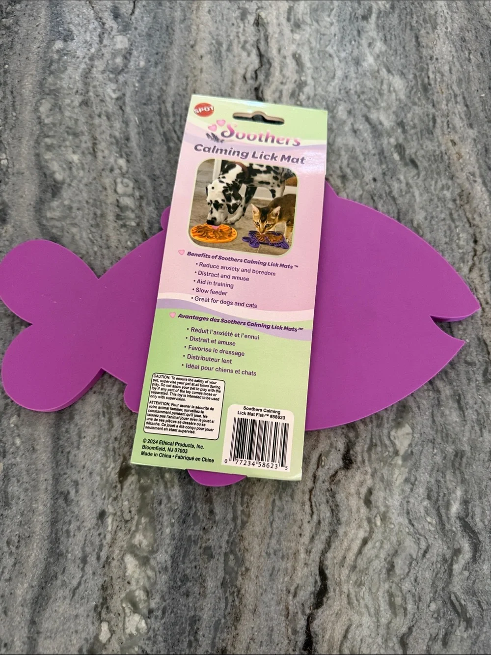 Soothers Calming Lick Mat for Cats & Dogs - Purple Fish Design